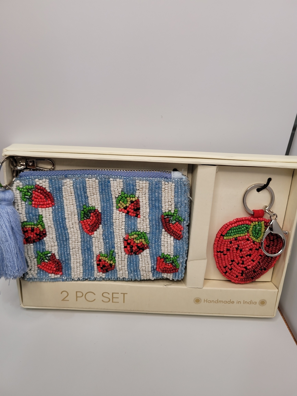 👉✨️Sol and Mer Beaded Strawberry Coin Purse & Keychain And Charm